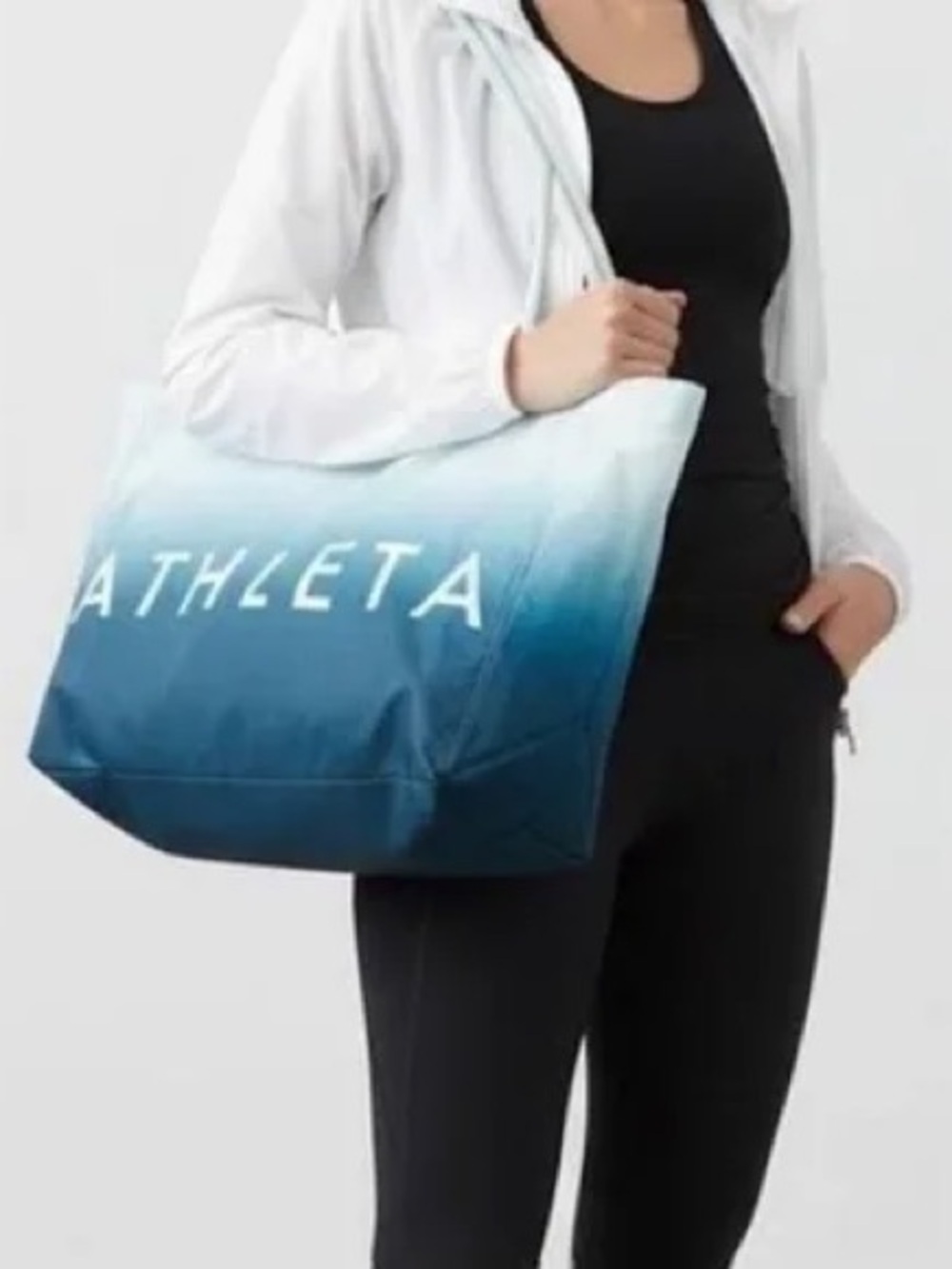 Athleta blue ombré canvas tote bag